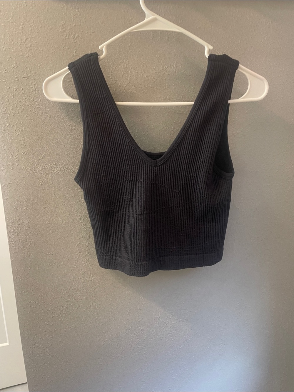 By Together Black Ribbed V-Neck/Scooped NeckCropped Tank